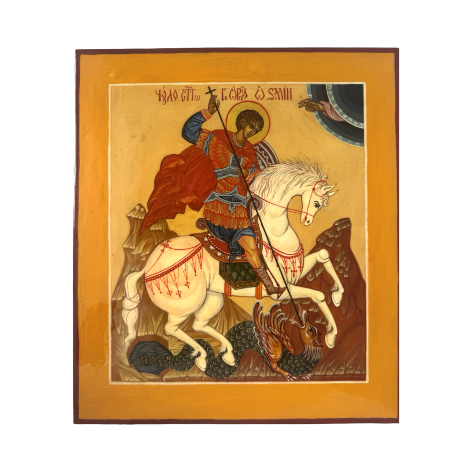Saint George Orthodox Icon Alla Ditla Original painting for sale