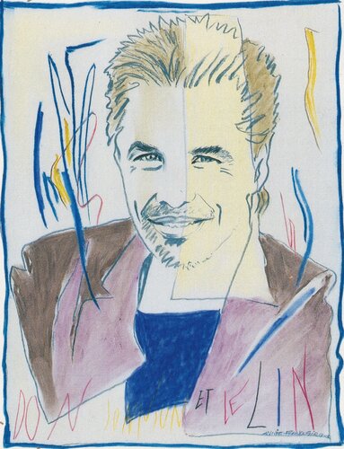 Don Johnson et le Lin by Annie-France Giroud, Painting for Sale on Select