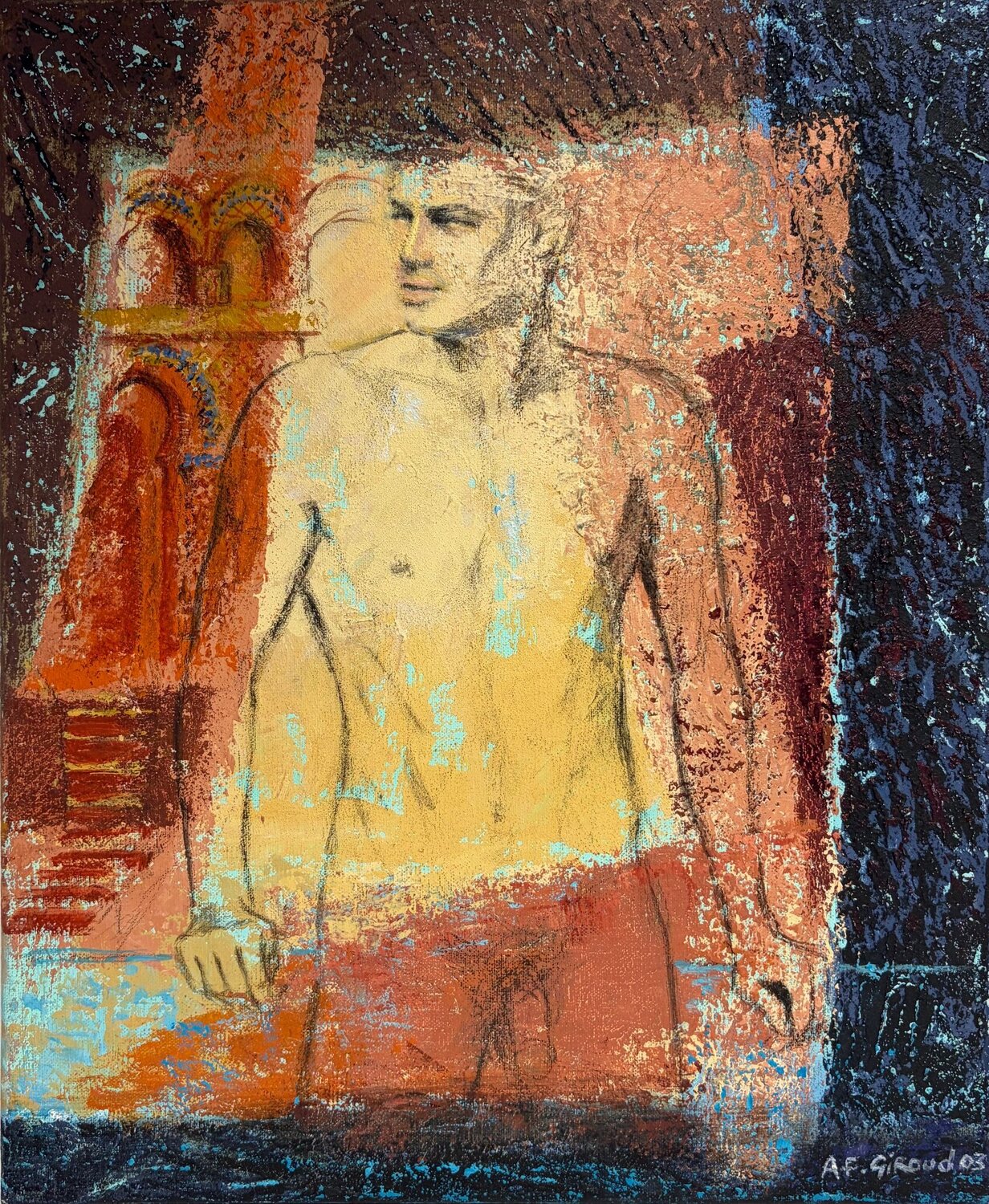 HAMMAM Annie-France Giroud Original painting for sale