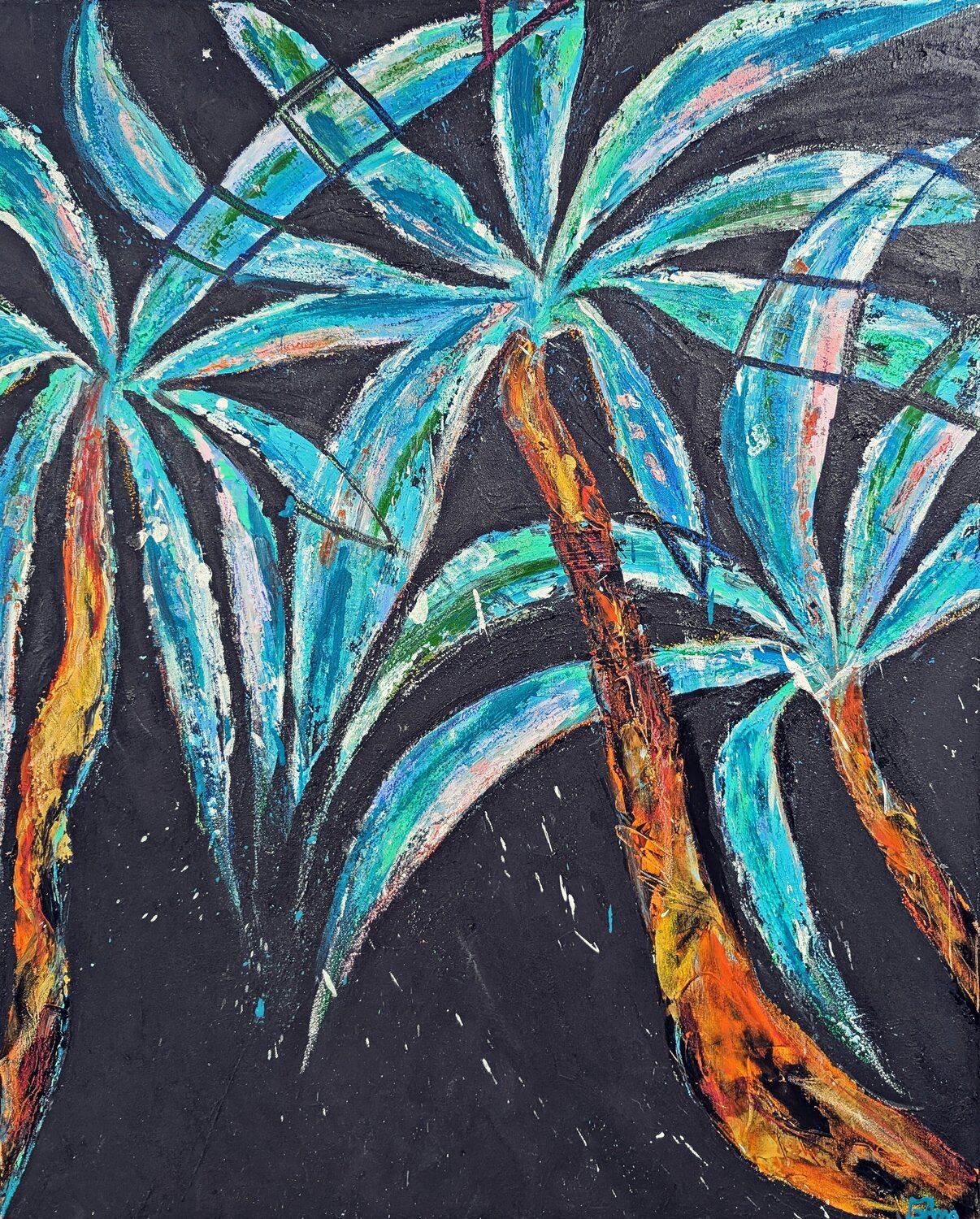 The blue palms Ana Maria Guta Original painting for sale