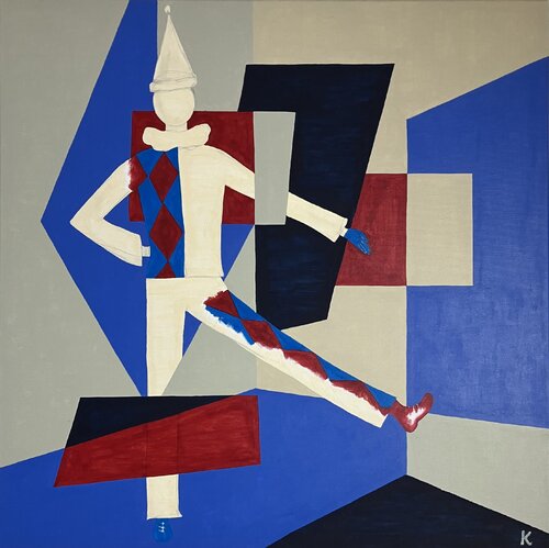 Masken 3 (Bad day at the office) by Barbara Krijanovsky, Painting for Sale on Select