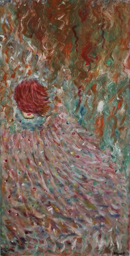 Fashion, cascada de plumas e hilos. by Maria Cruz Porras Villegas, Painting for Sale on Select