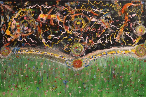 El jardín del universo by Maria Cruz Porras Villegas, Painting for Sale on Select