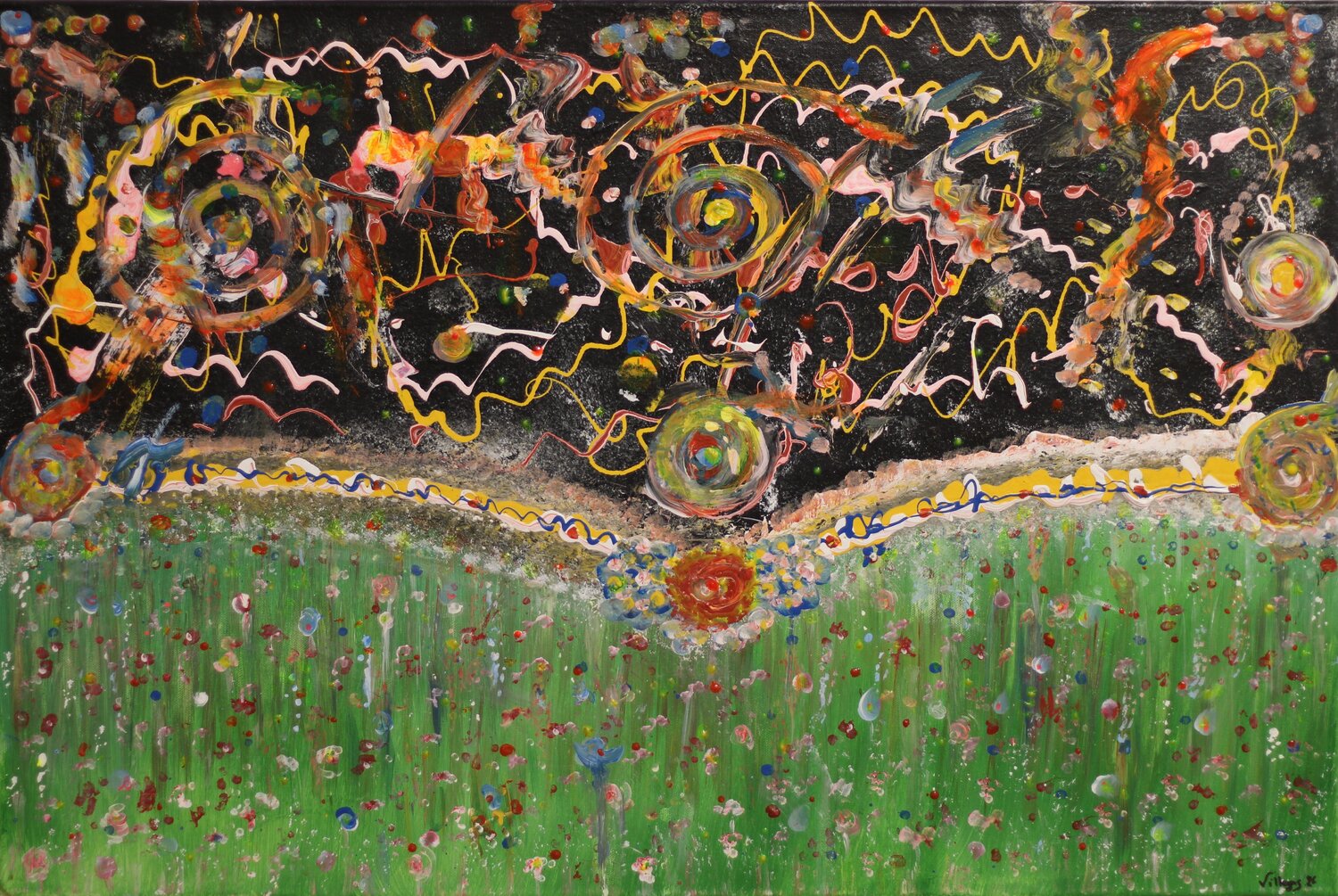 El jardín del universo Maria Cruz Porras Villegas Original painting for sale