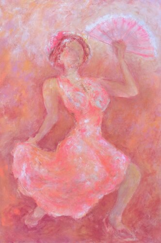 Mi peineta rosa by Luís Bastos, Painting for Sale on Select