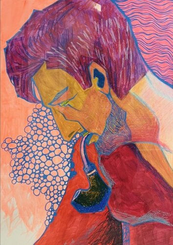 He schmökt en Pipken by Vera Fischer, Painting for Sale on Select