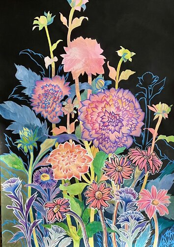Flora Nocturna by Vera Fischer, Painting for Sale on Select