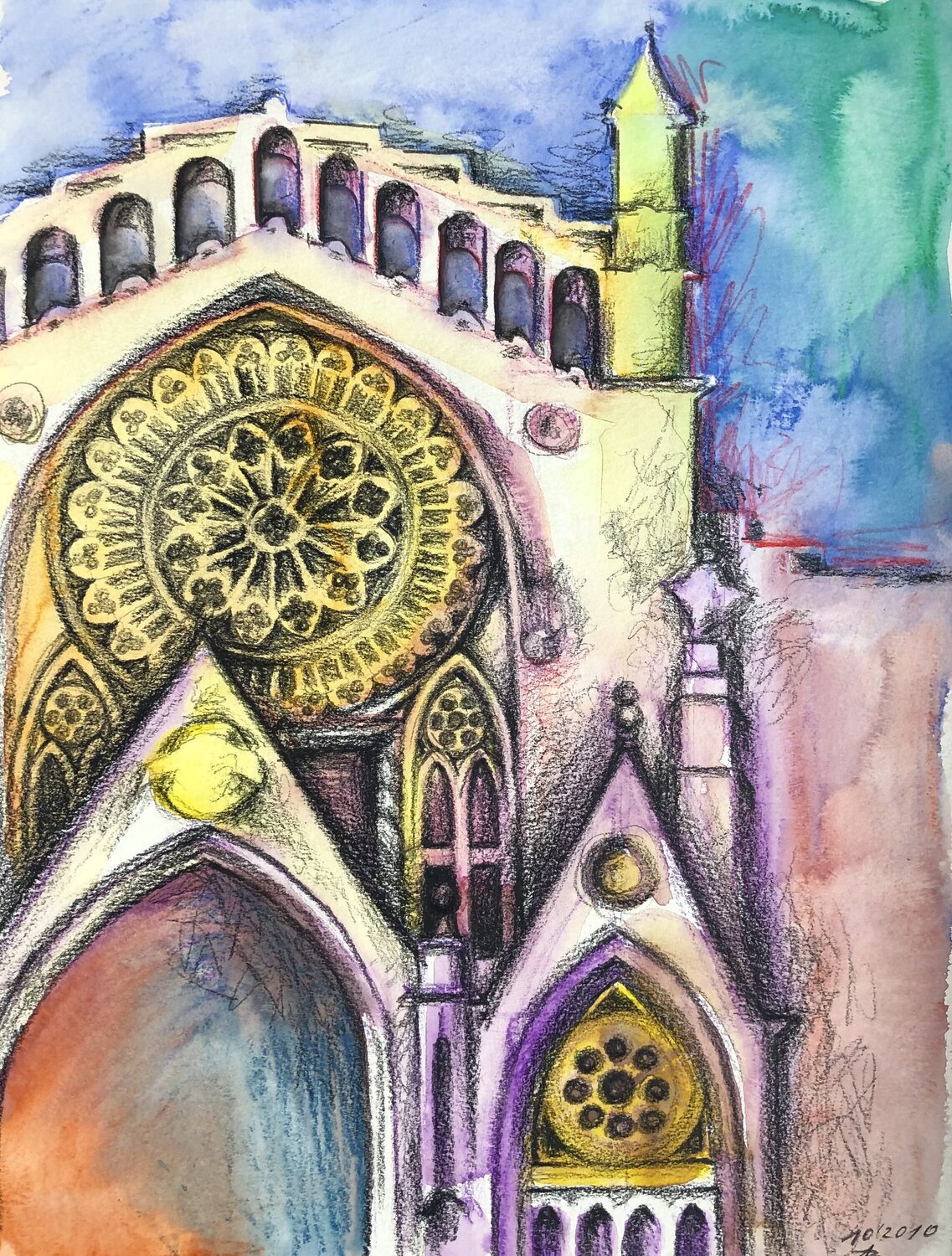 Kathedrale St. Bartholomäus in Sóller Vera Fischer Original painting for sale