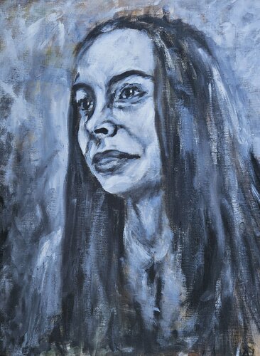 Female Portrait in Black and White by @asaleanderz Leanderz, Painting for Sale on Select