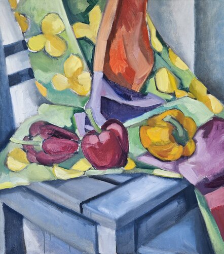 Bell Pepper on a Grey Chair by @asaleanderz Leanderz, Painting for Sale on Select