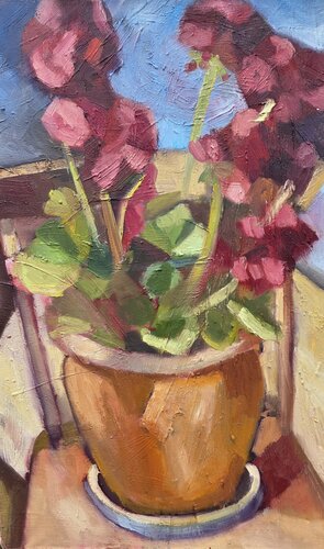 Geranium in Terracotta II by @asaleanderz Leanderz, Painting for Sale on Select