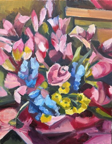 Pink Blooms of Summer by @asaleanderz Leanderz, Painting for Sale on Select