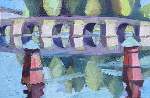 The stone bridge reflecting in the river by @asaleanderz Leanderz, Painting for Sale on Select