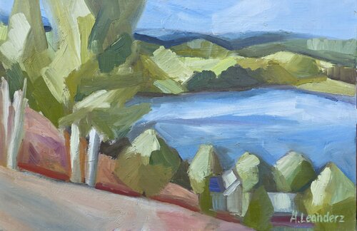 The view of the slalom slope by @asaleanderz Leanderz, Painting for Sale on Select