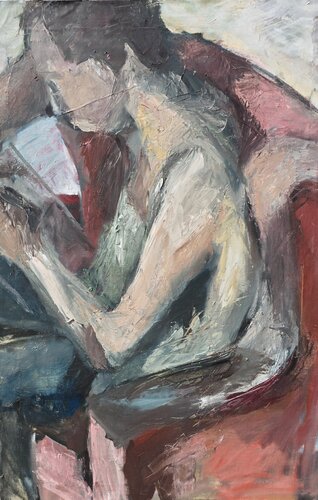 Model in the Fauteuil reading by @asaleanderz Leanderz, Painting for Sale on Select