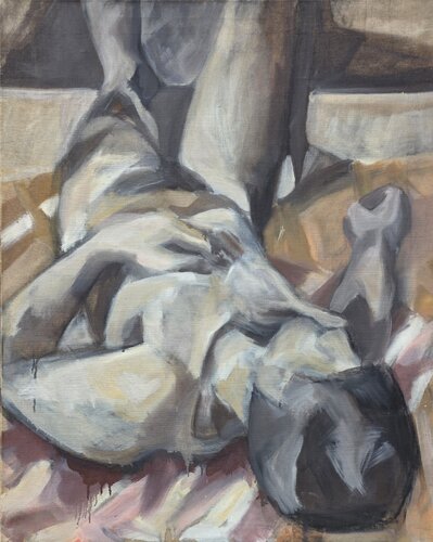 A nude reclining man by @asaleanderz Leanderz, Painting for Sale on Select