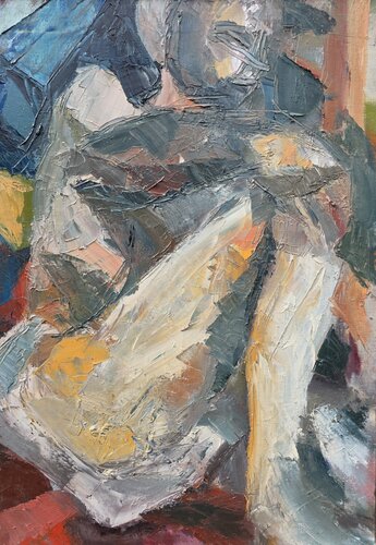 Sitting Male Nude by @asaleanderz Leanderz, Painting for Sale on Select
