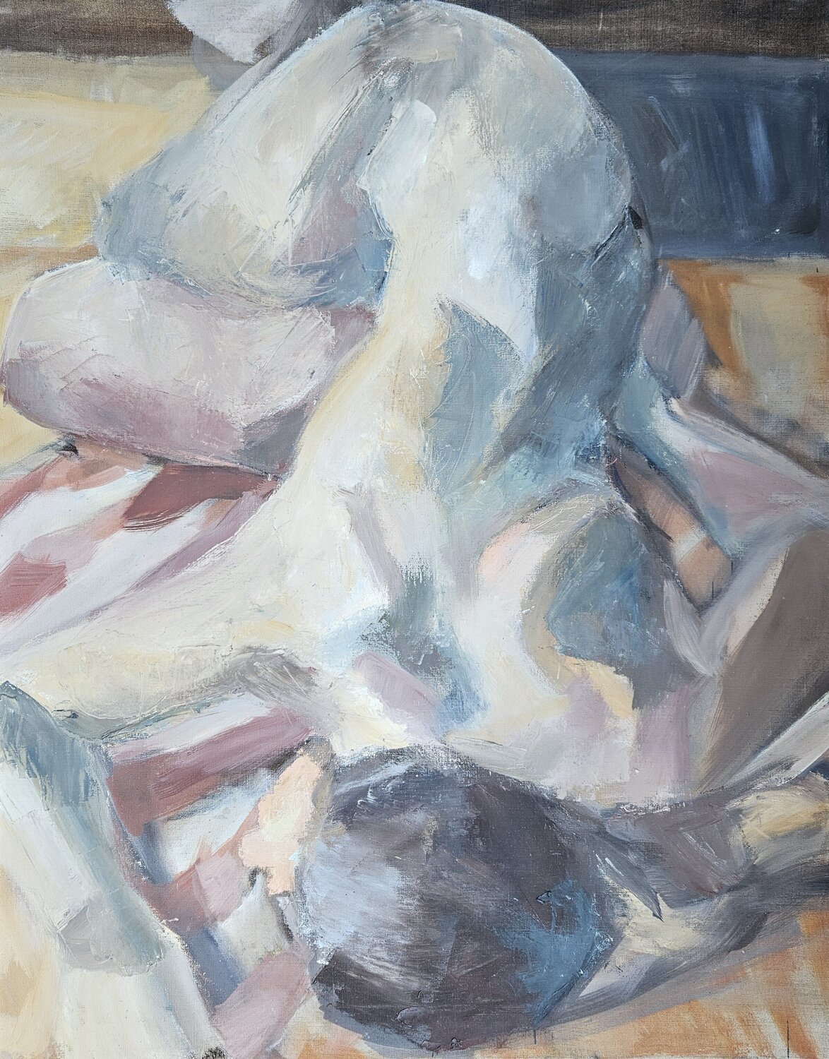 Reclining Model Leaning Forward @asaleanderz Leanderz Original painting for sale