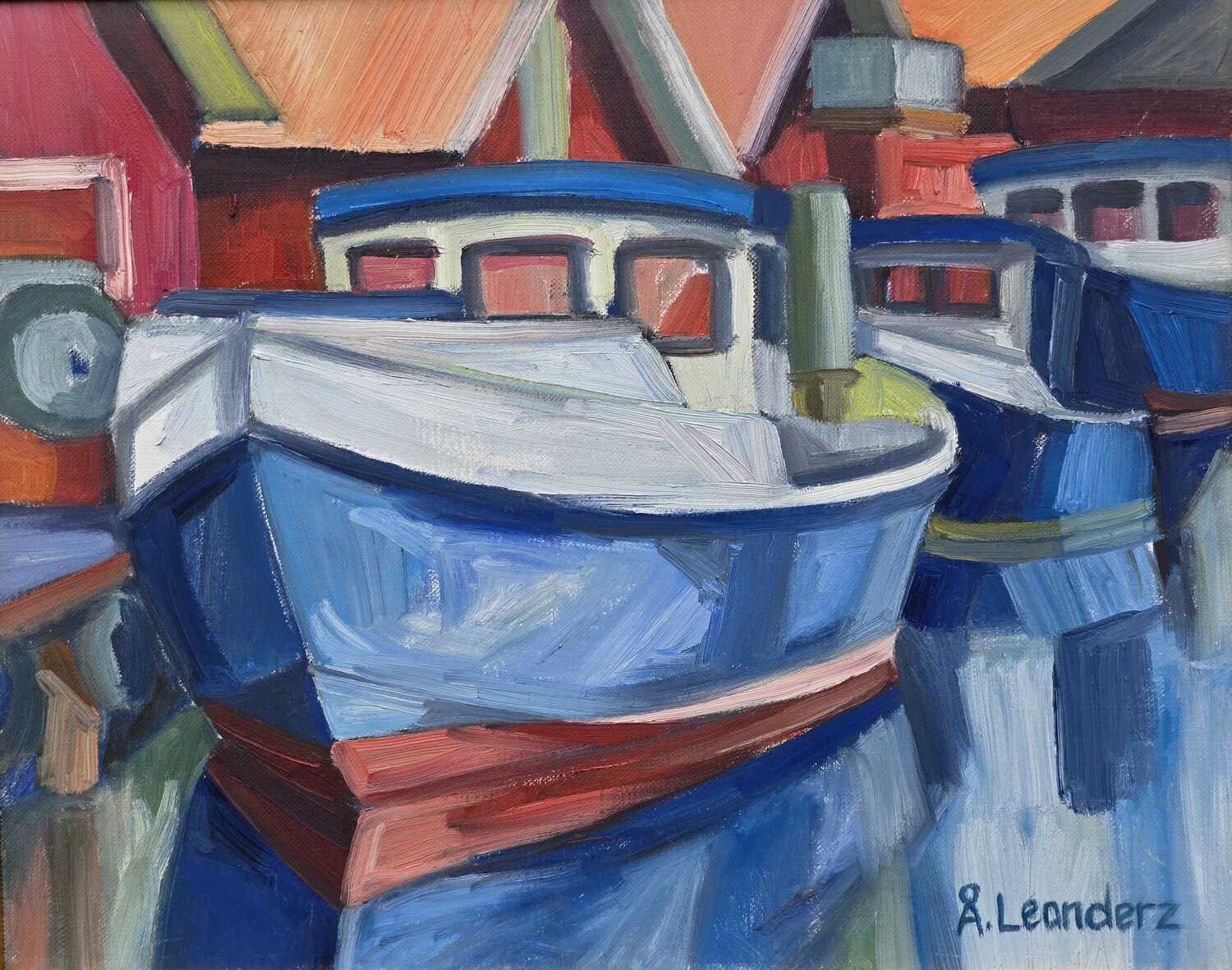 Fishing Boat in the Early Morning I @asaleanderz Leanderz Original painting for sale