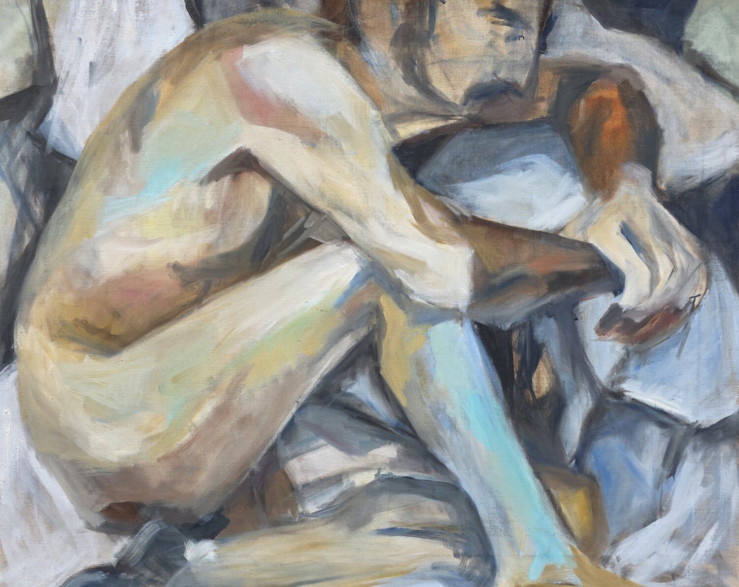 Nude model: Sitting man II @asaleanderz Leanderz Original painting for sale