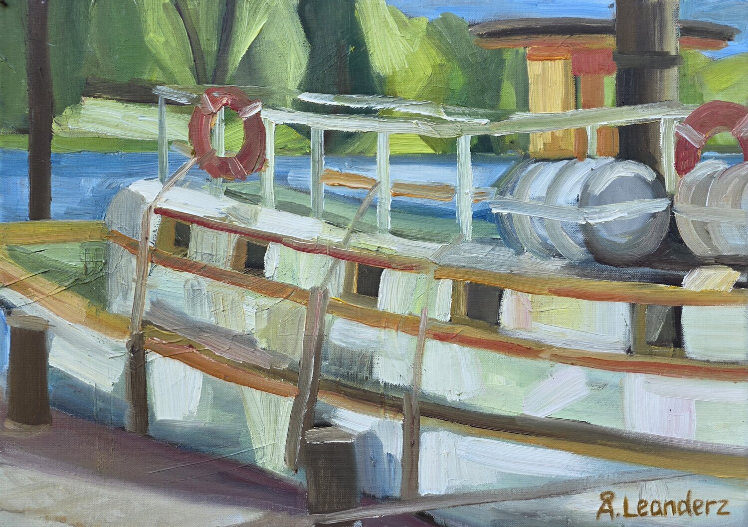The steamboat Freja af Fryken @asaleanderz Leanderz Original painting for sale