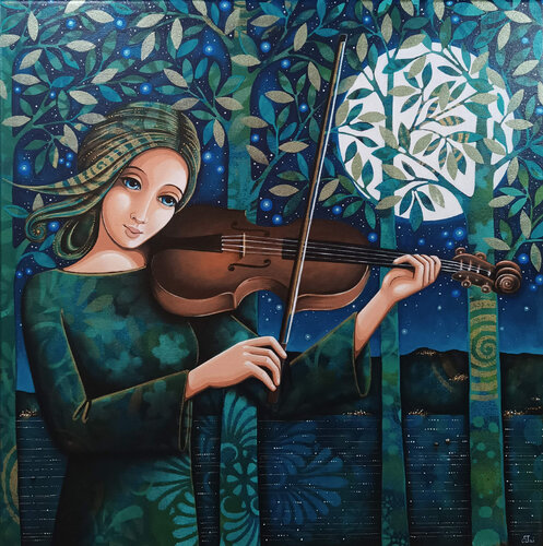 Violino notturno by Daniela Prezioso Einwaller, Painting for Sale on Select
