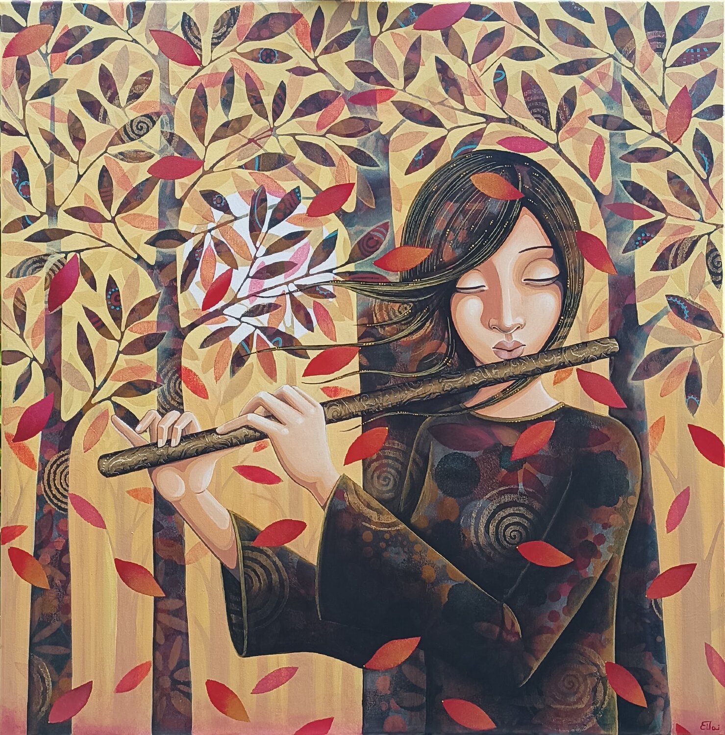 Flauto d'oro Daniela Prezioso Einwaller Original painting for sale