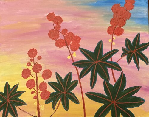 Flowering Castor Oil Plant by Ruth Breen, Painting for Sale on Select