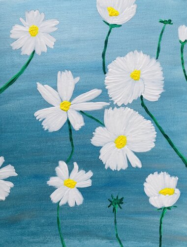 Daisies flowers shimmer by Ruth Breen, Painting for Sale on Select