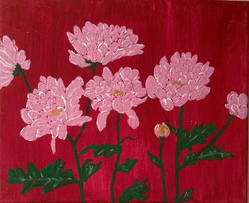 Pink Chrysanthemum by Ruth Breen, Painting for Sale on Select