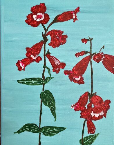 Red Flowers Surprise by Ruth Breen, Painting for Sale on Select