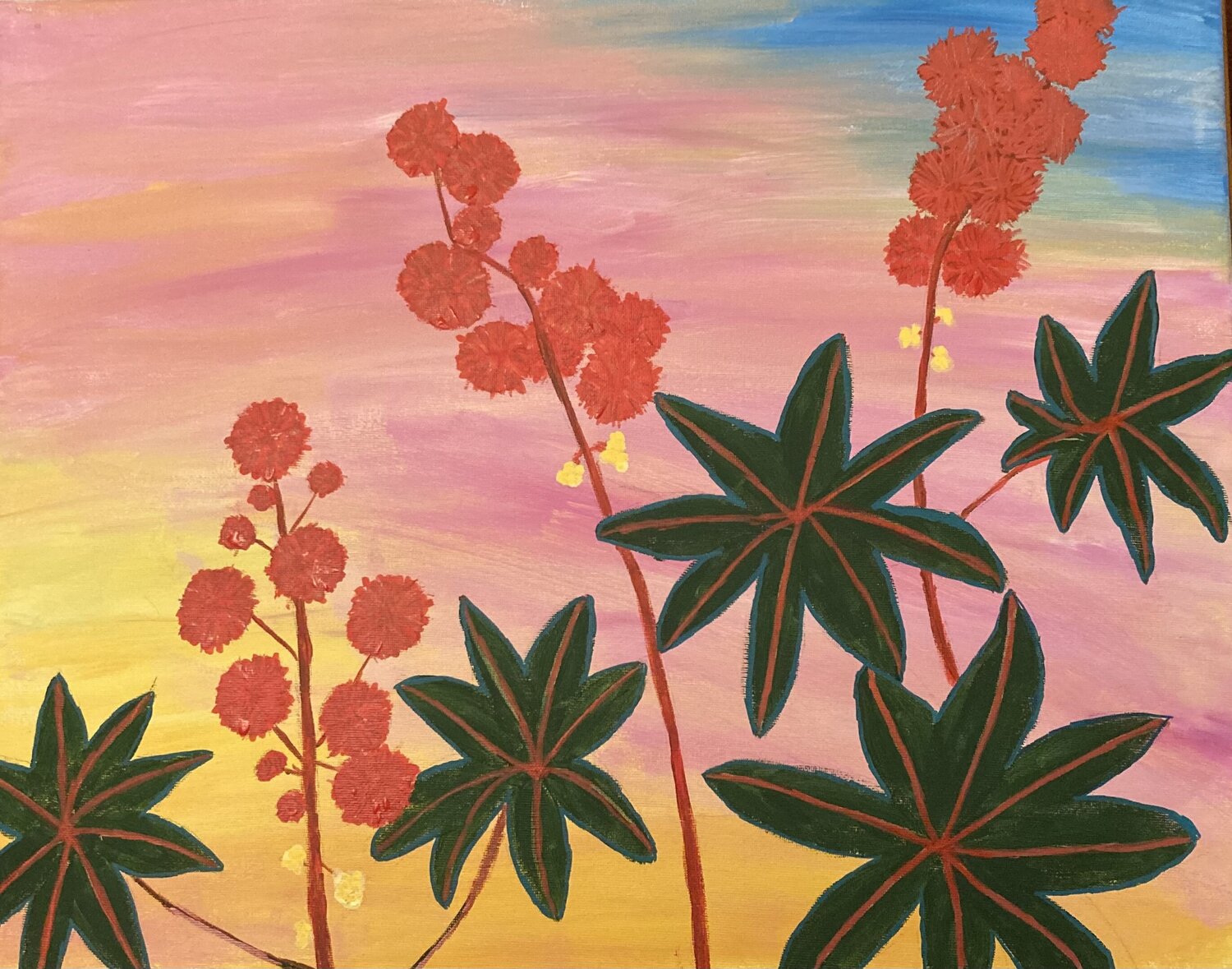 Flowering Castor Oil Plant Ruth Breen Original painting for sale