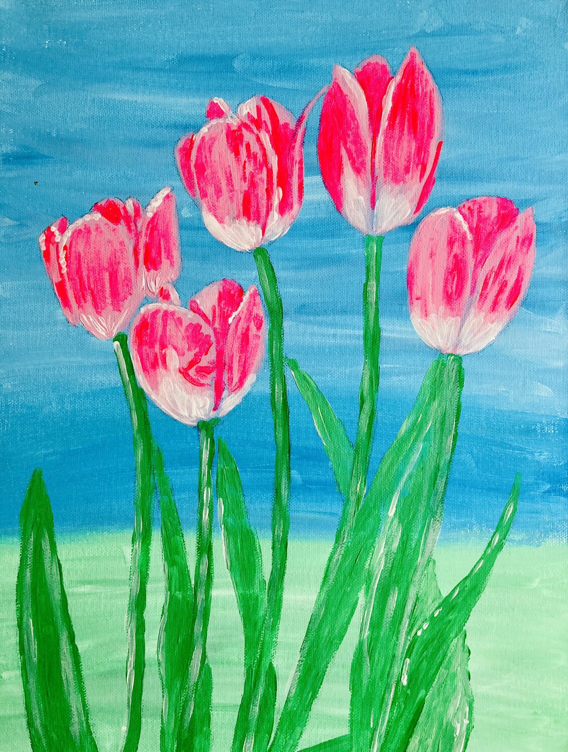 Pink Tulips (Flowers) Ruth Breen Original painting for sale