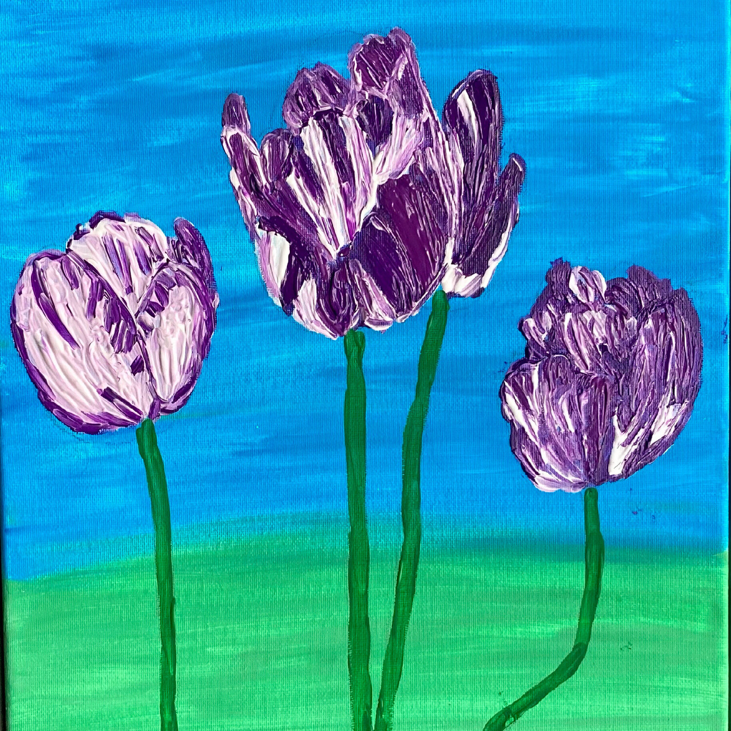 Purple Tulips Ruth Breen Original painting for sale