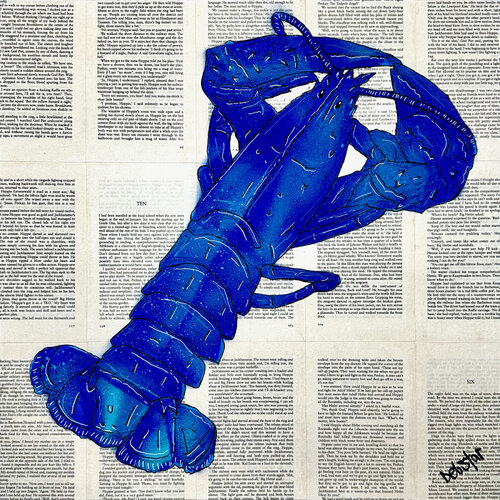 Lobster Dinner Blue 50cm x 50cm by DEBORAH LANG, Painting for Sale on Select
