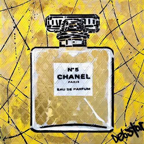 Chanel No 5 Perfume Bottle Yellow XL 81cm x 81cm by DEBORAH LANG, Painting for Sale on Select
