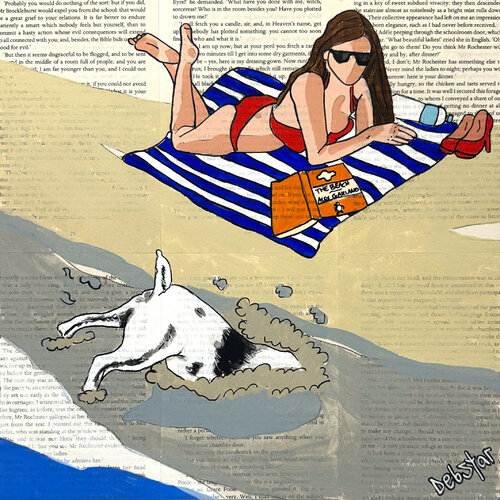 Dog Days - The Beach Dig 2 30cm x 30cm by DEBORAH LANG, Painting for Sale on Select