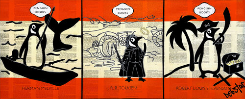 Penguin Books - The Adventure Trilogy 122cm x 51cm by DEBORAH LANG, Painting for Sale on Select
