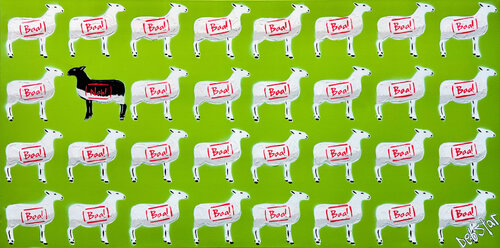 The Black Sheep Green 3 122cm x 61cm by DEBORAH LANG, Painting for Sale on Select