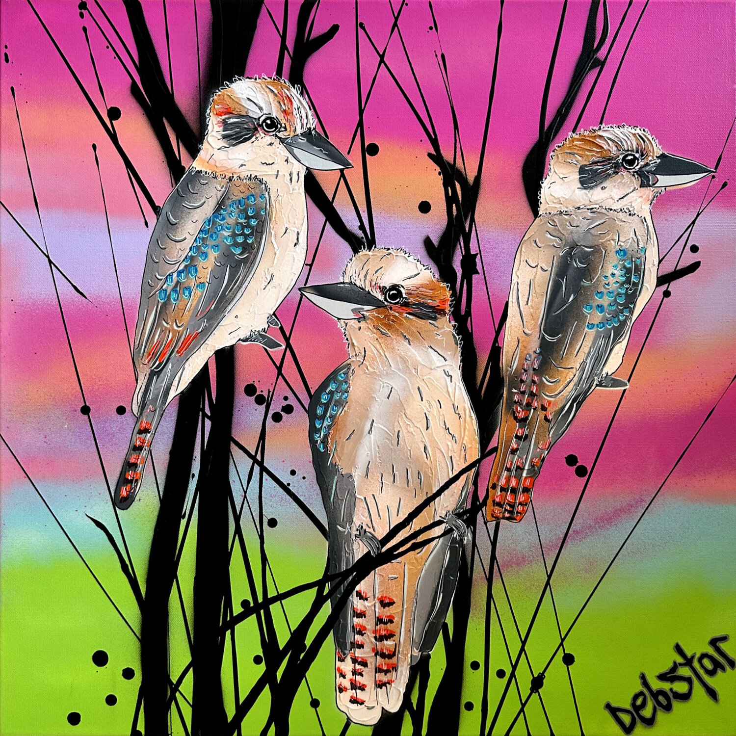 Kookaburra Sunset 61cm x 61cm DEBORAH LANG Original painting for sale
