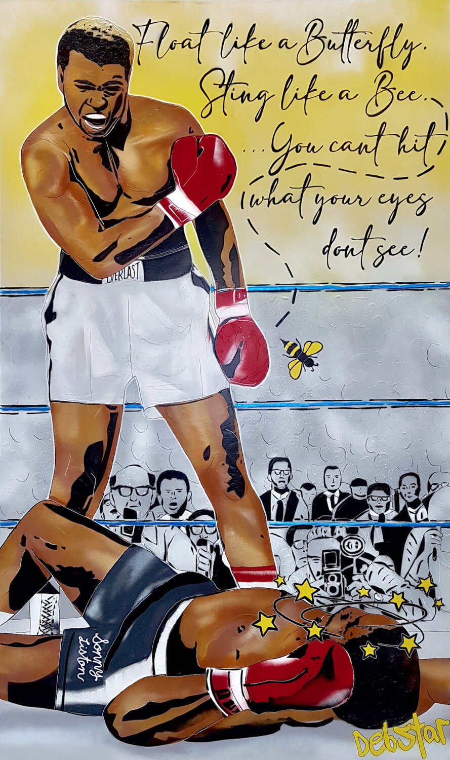 Muhammad Ali Float Like a Butterfly 91cm x 152cm DEBORAH LANG Original painting for sale