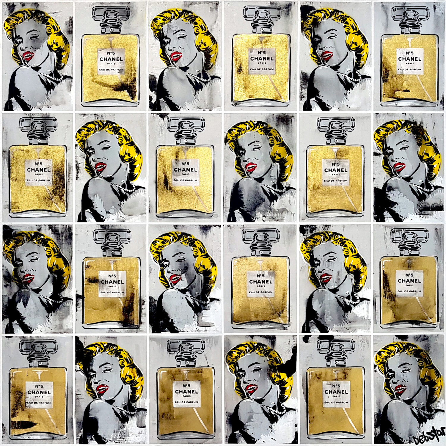 Advertising Space Marilyn Monroe Chanel No5 122cm x 122cm DEBORAH LANG Original painting for sale