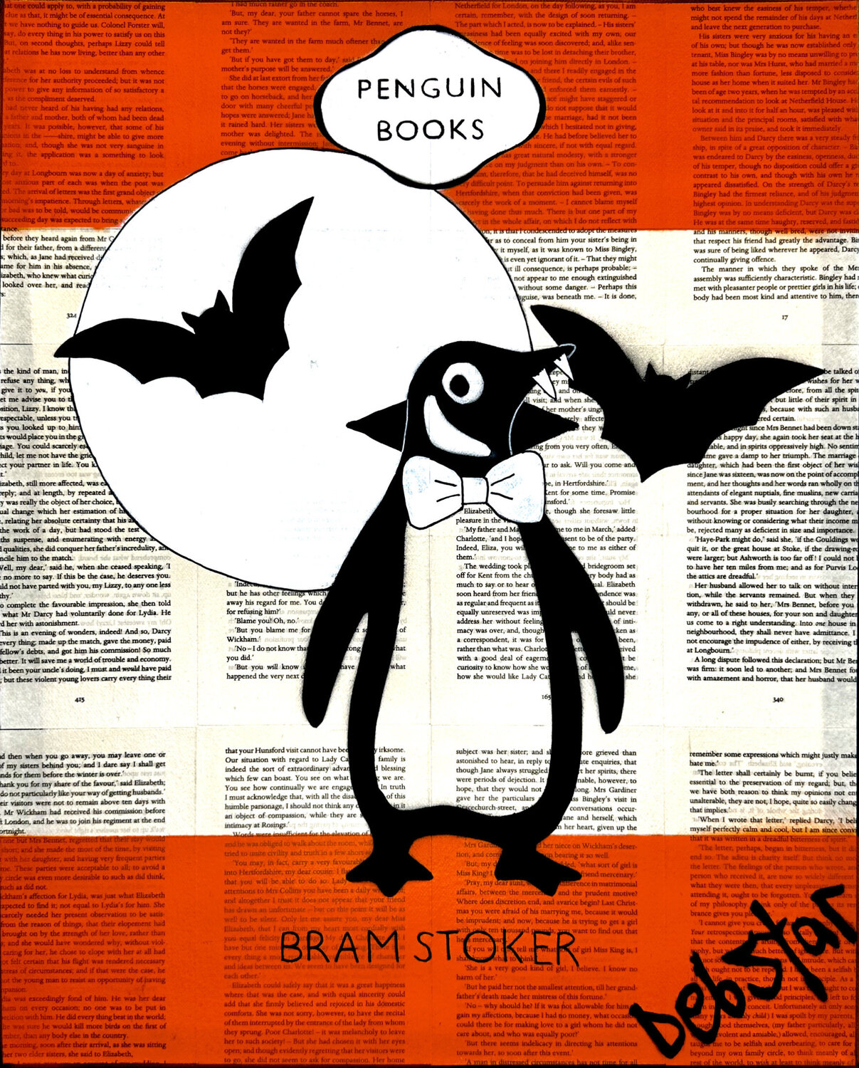 Penguin Book Dracula 2 40.5cm x 51cm DEBORAH LANG Original painting for sale