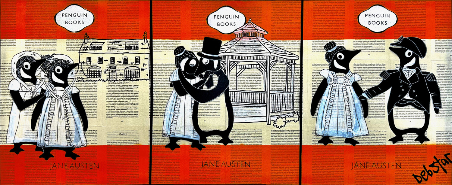 Penguin Books - The Jane Austen Trilogy  122cm x 51cm DEBORAH LANG Original painting for sale