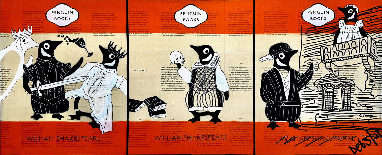 Penguin Books - The Shakespeare Trilogy 122cm x 51cm DEBORAH LANG Original painting for sale