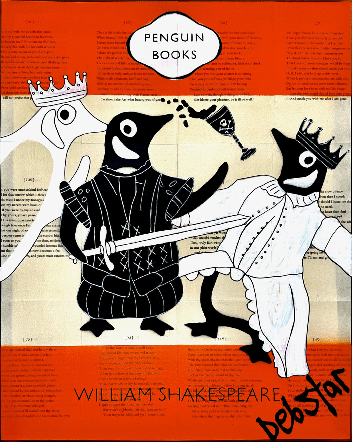 Penguin Book Hamlet 40.5cm x 51cm DEBORAH LANG Original painting for sale