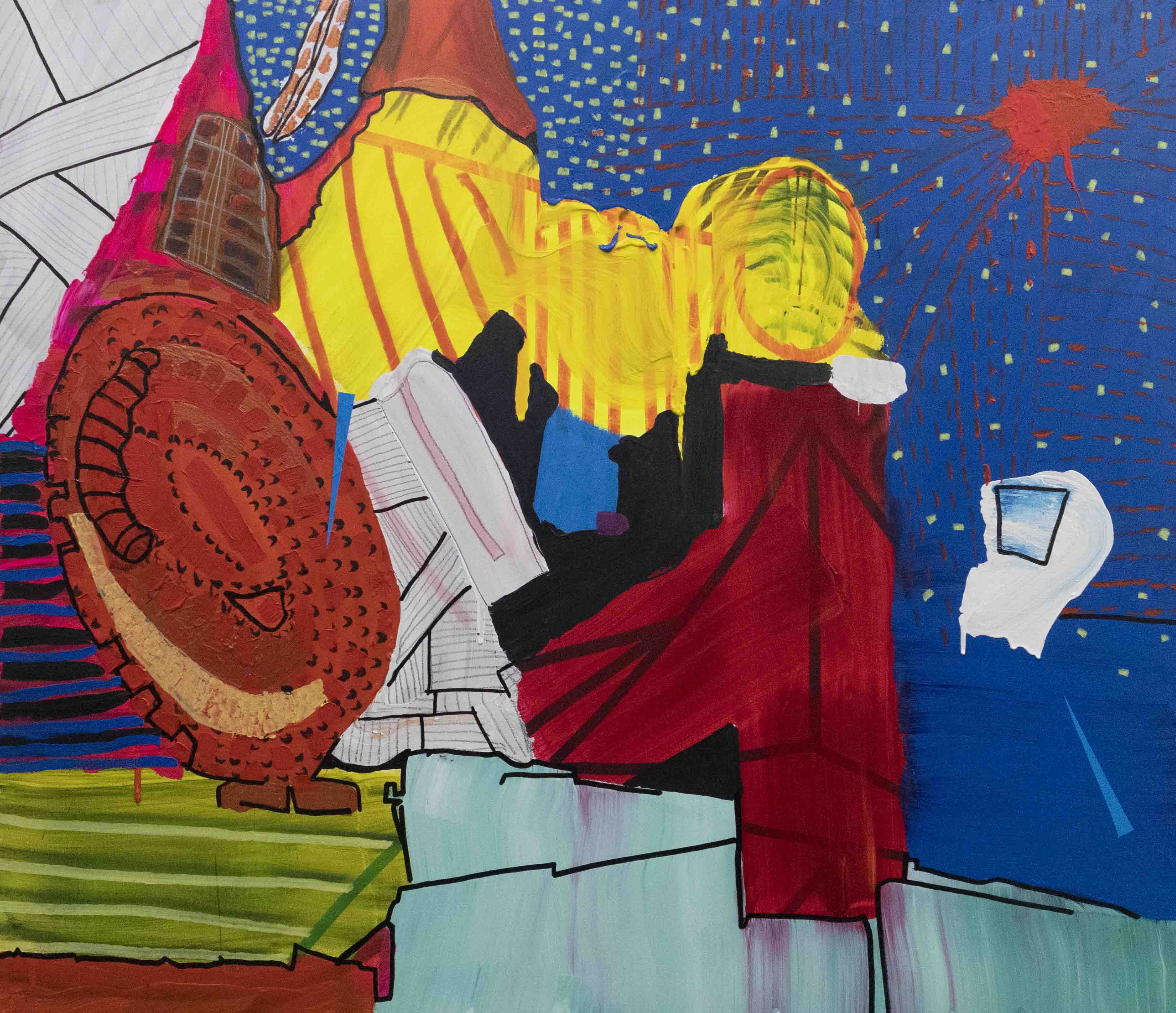 " Cosmic Monitoring" - Materials: Acrylic & markers on canvas June 2022 - 128x148 cm