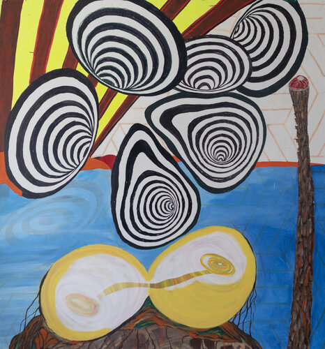 Enlace Telepático a Nivel Molecular con el Reino Vegetal - Acrylic, marker & enamel on canvas  2021 Córdoba, Spain 218x240x5cm by Pacorrosa Cuevas, Painting for Sale on Select