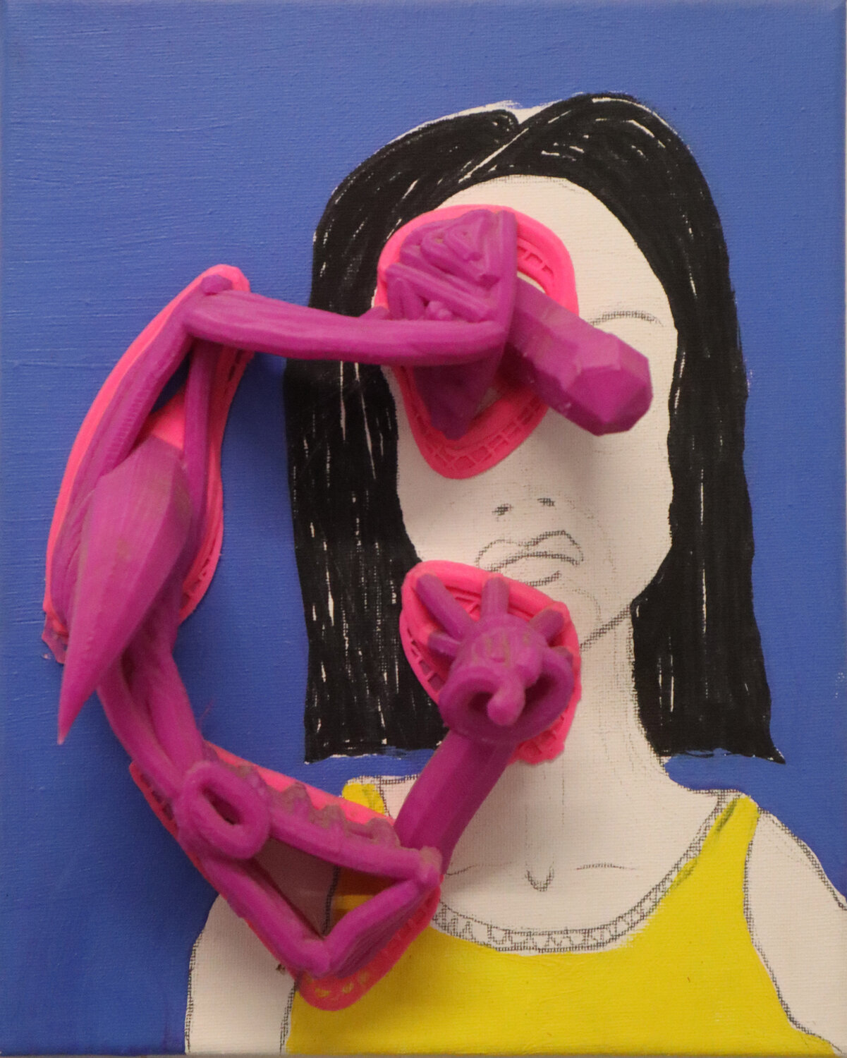 Retrato 3D printed dreams ALFA Pacorrosa Cuevas Original painting for sale