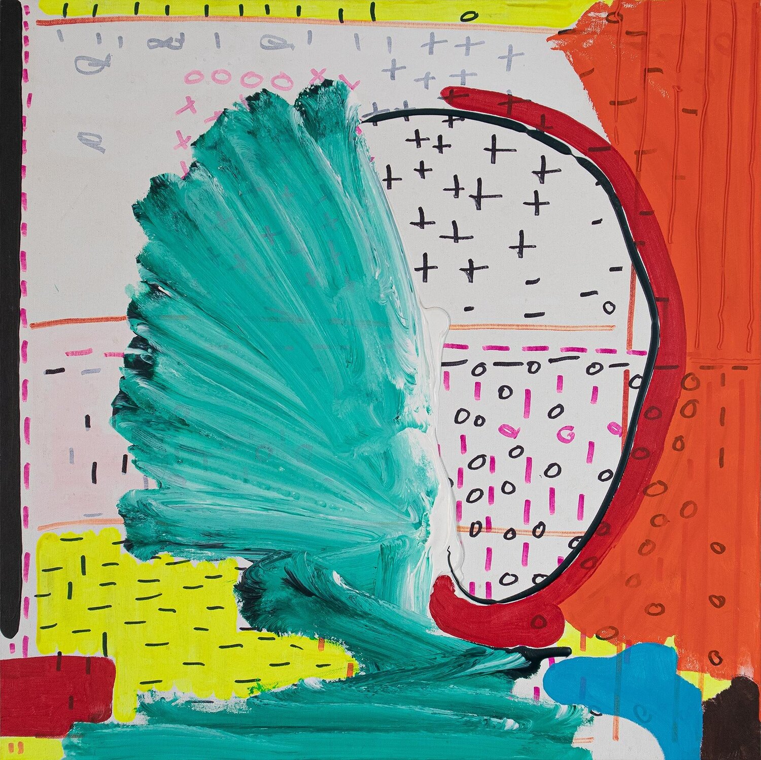 Mathsky - Acrylic and marker on canvas stretched on wood  2019 Córdoba, Spain 751x751x46mm Pacorrosa Cuevas Original painting for sale